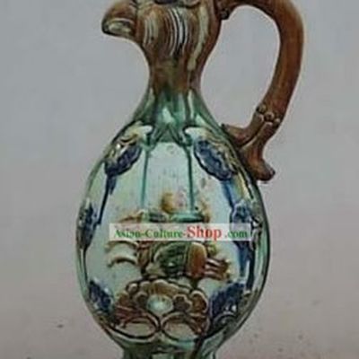 Chinese Palace Archaized Tang San Cai Statue-Phoenix Head Kettle