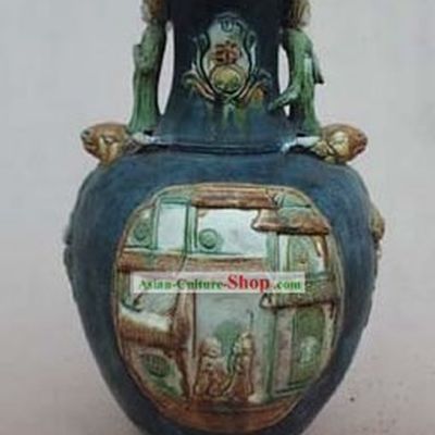 Chinese Classic Archaized Tang San Cai Statue-Tang Dynasty Lady Amphora Jar