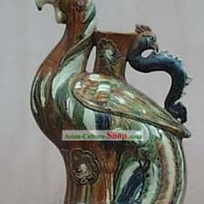 Chinese Classic Archaized Tang San Cai Statue-Phoenix Kettle
