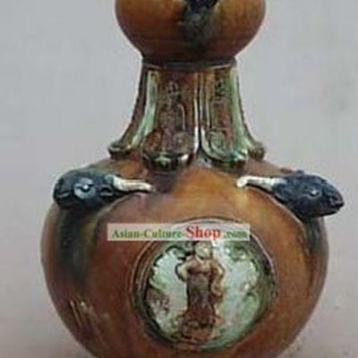 Chinese Classic Archaized Tang San Cai Statue-Ox Head Shaped Ears Zun