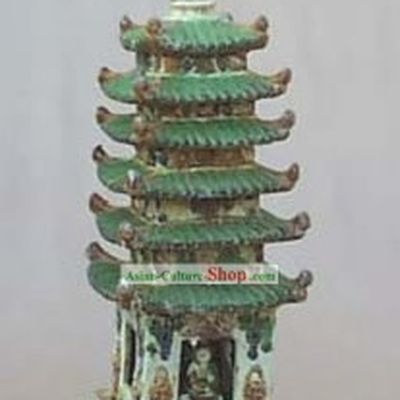 Chinese Classic Archaized Tang San Cai Statue-Sarira Tower