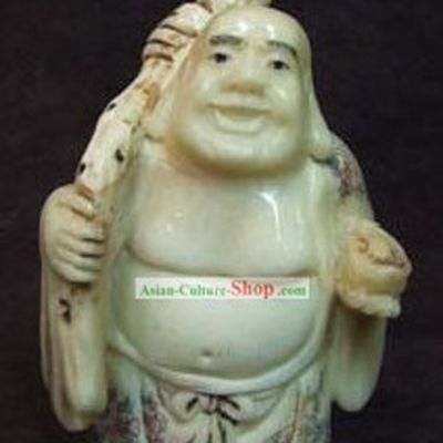 Chinese Classic Ox Bone Handicraft Sculpture Statue-Hop-Pocket Monk