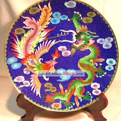Chinese Classic Cloisonne Craft-Dragon and Phoenix Bringing Good Luck