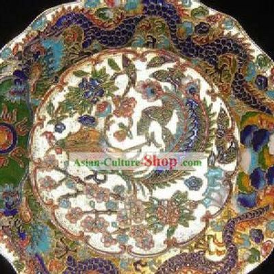 Chinese Classic Cloisonne Craft-Dragon Playing with Phoenix