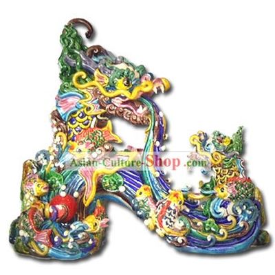 Chinese Cochin Ceramics-Dragon Parents Teaching Dragon Child
