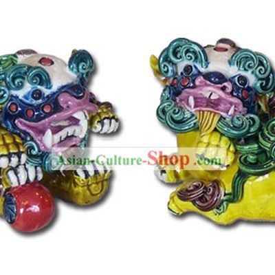 Chinese Cochin Ceramics-Palace Fu Dogs Pair