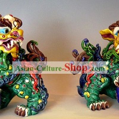 Chinese Cochin Ceramics-Lion Kings Playing with Ball