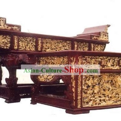 Chinese Ancient Woodcarving Collectible-Dragon Desk