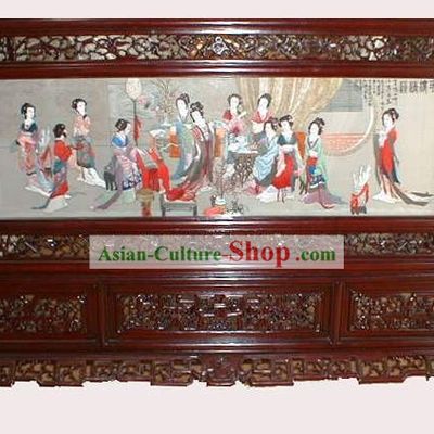 Chinese Classic Hand Made Double-Face Embroidery Craft-Palace Women of Tang Dynasty