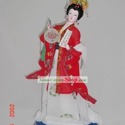 Handmade Peking Silk Figurine Doll - Beautiful Empress in Red