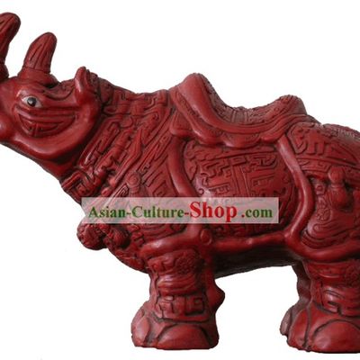 Chinese Hand Carved Palace Lacquer Craft-Rhinoceros