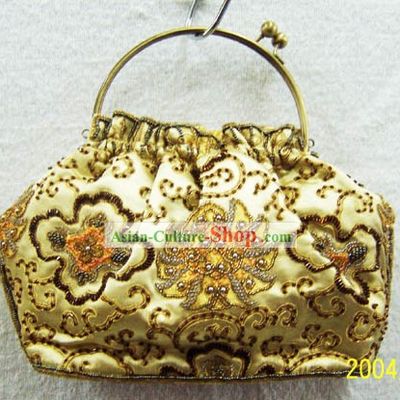 Chinese Traditional Silk Embroidery Golden Bag