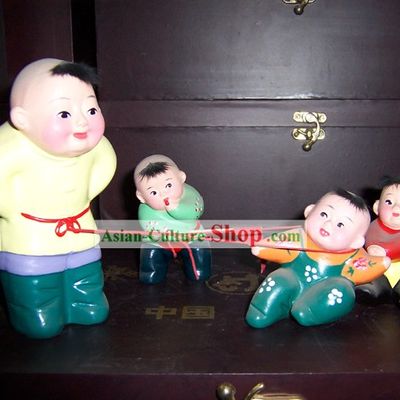 Chinese Clay Sculpture-Tug of War