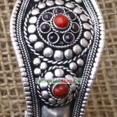 Tibet Corallite Silver Bracelet Cuff