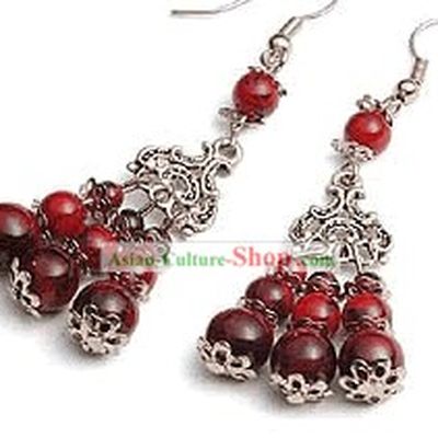 Tibet Silver Coral Earrings