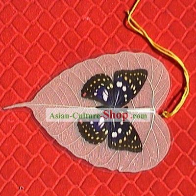 Bookmark of tree of Buddha's leaf vein and butterfly