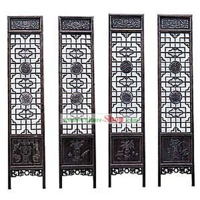 Black Sandalwood Antique Style Folding Screen
