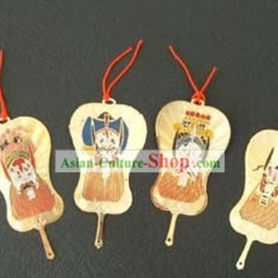 Chinese traditional fan shape bookmark with Chinese Beijing opera facial makeup