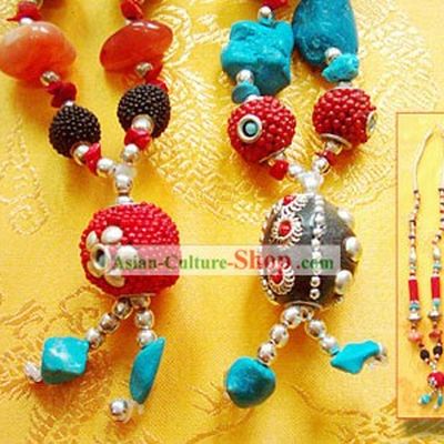 Tibet Natural Silver and Coral Necklace 1