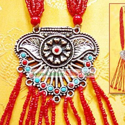 Tibet Stunning Silver Coral Necklace