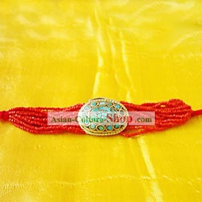 Tibet Natural Coral Song Stone Hand Chain 1