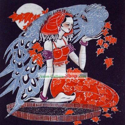 Chinese Batik Hanging-Peacock Love