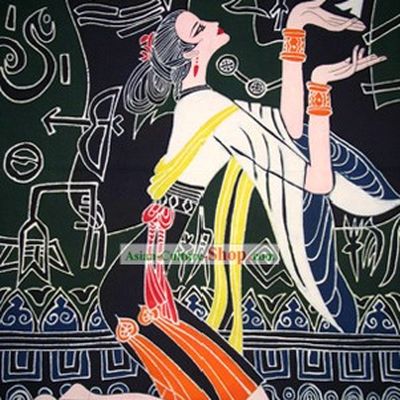 Hand Made Batik Hanging-Playing with Bird