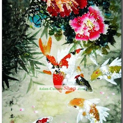 Chinese Classic Traditional Painting-Colorful Lucky Fishes