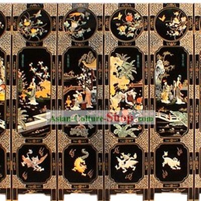 Chinese Hand Made Lacquer Ware Screen-Shi Xiangyun