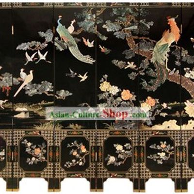 Chinese Hand Made Lacquer Ware Screen-Hundreds of Birds