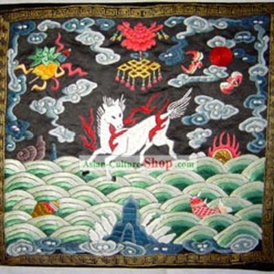 Qing Dynasty Ninth Grade Military Government Offical Hand Embroidery Flake
