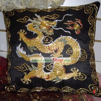 Chinese Classic Palace Dragon Silk Cushion