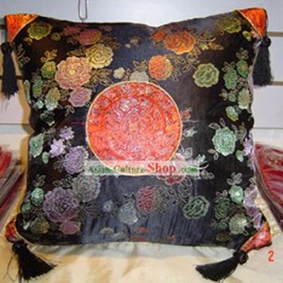 Chinese Peony Palace Silk Cushion