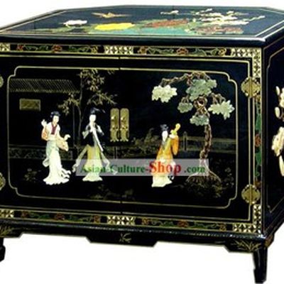 Chinese Palace Lacquer Ware Cabinet-Three Women Playing