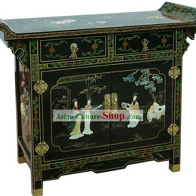 Chinese Classic Palace Lacquer Ware Cabinet-Three Women A Story