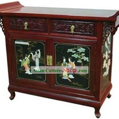 Chinese Classic Red Palace Lacquer Ware Cabinet