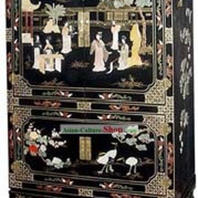 Chinese Classic Lacquer Ware Cabinet-Palace Beauties