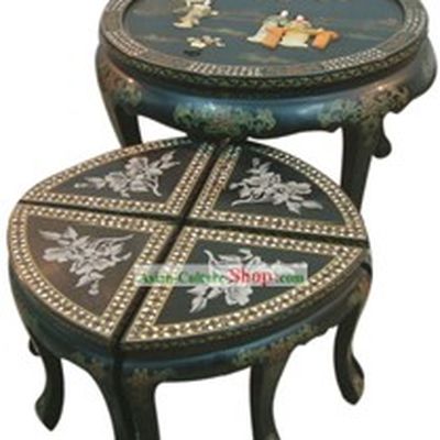 Chinese Classic Palace Lacquer Ware Table and Stool Set