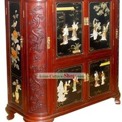 Chinese Classic Red Large Palace Lacquer Ware Cabinet