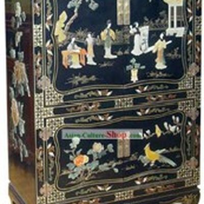 Chinese Classic Large Palace Beauties Lacquer Ware Cabinet 20