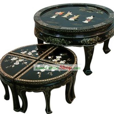 China Palace Lacquer Ware Table and Stool Set