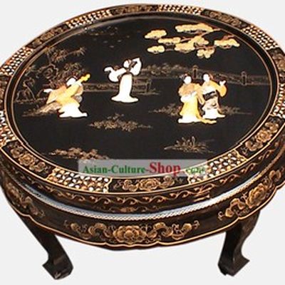 Chinese Square Lacquer Ware Table Set-Palace Beauties