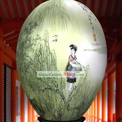 Chinese Wonders Hand Painted Colorful Egg-Ancient Country Girl