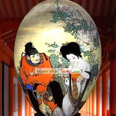Chinese Wonder Hand Painted Colorful Egg-Palace Love Painting