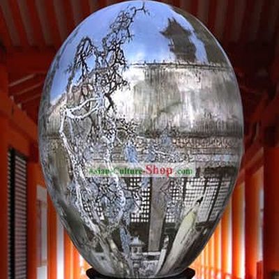 Chinese Wonder Hand Painted Colorful Egg-Ancient Home Yard Painting