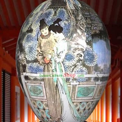 Chinese Wonder Hand Painted Colorful Egg-Poet Couple Painting