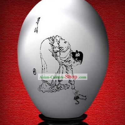 Chinese Wonder Hand Painted Colorful Egg-Jade Girl of The Dream of Red Chamber