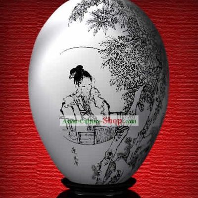 Chinese Wonder Hand Painted Colorful Egg-Spring Girl of The Dream of Red Chamber