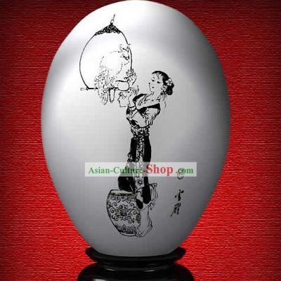 Chinese Wonder Hand Painted Colorful Egg-Xue Yan of The Dream of Red Chamber