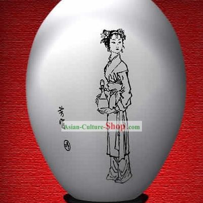 Chinese Wonder Hand Painted Colorful Egg-Fang Guan of The Dream of Red Chamber